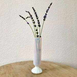 Spiral Optic Opalescent Blown Glass Vase, Antique